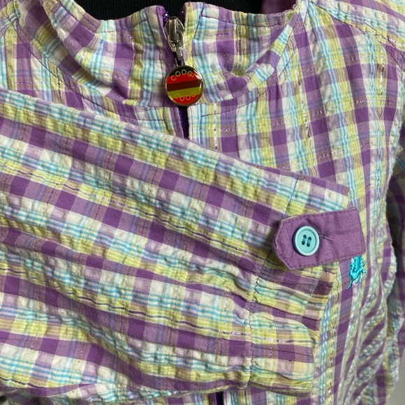 VTG Coogi Australia Purple Harrington Plaid Full Zip Jacket Classic Fit Sz 6/L - Picture 5 of 11